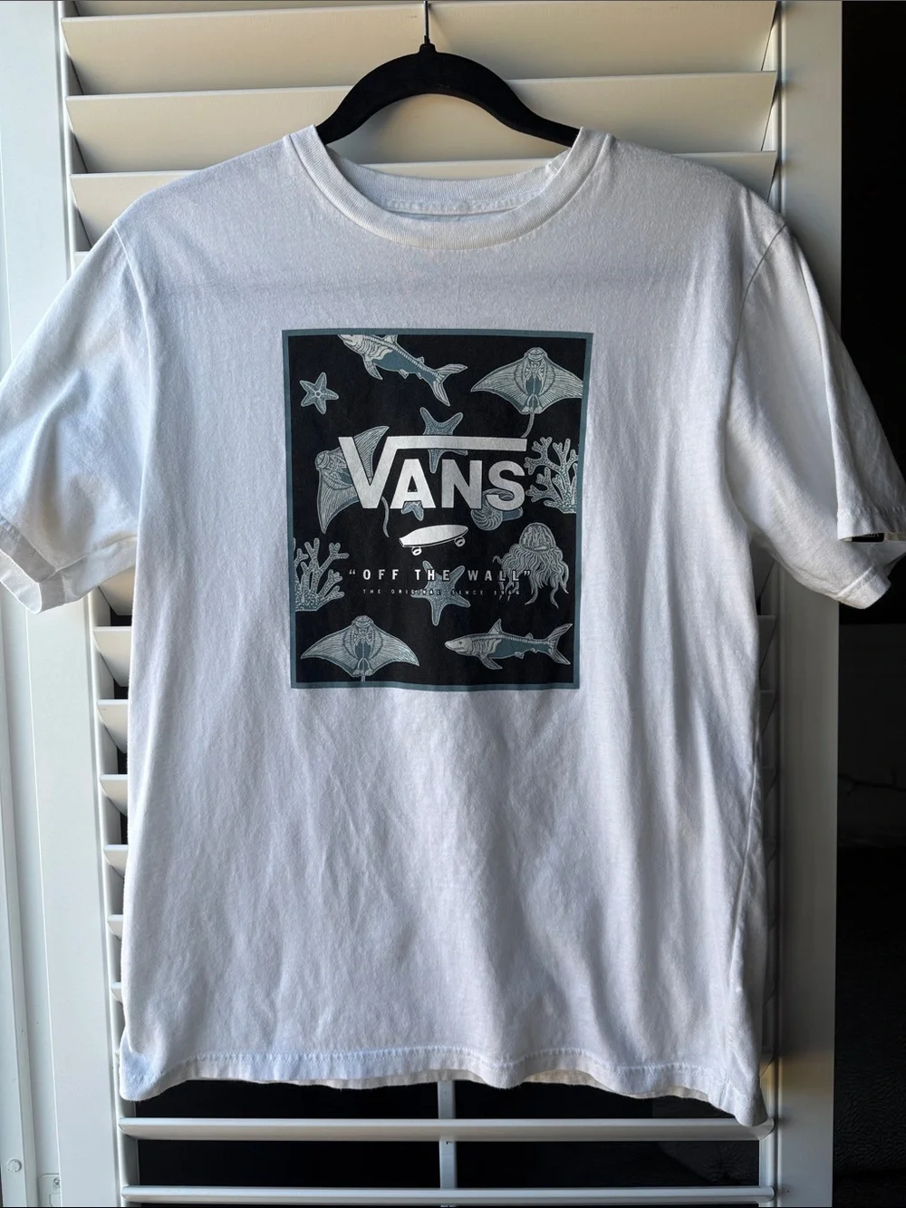 Vans White Tee with Black Ocean Graphic